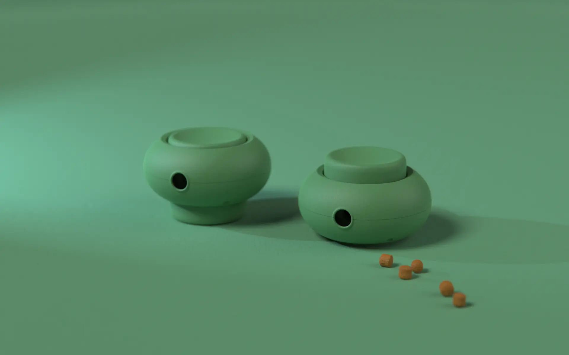 Product rendering of a treat dispenser designed by the 3D Yes team